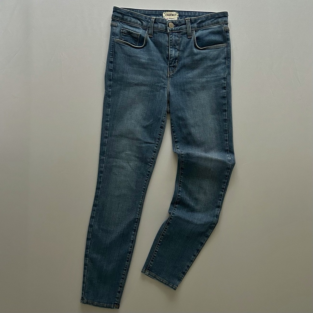 L’AGENCE Medium Wash High-Rise Skinny Jeans Size 26 Spring Trend